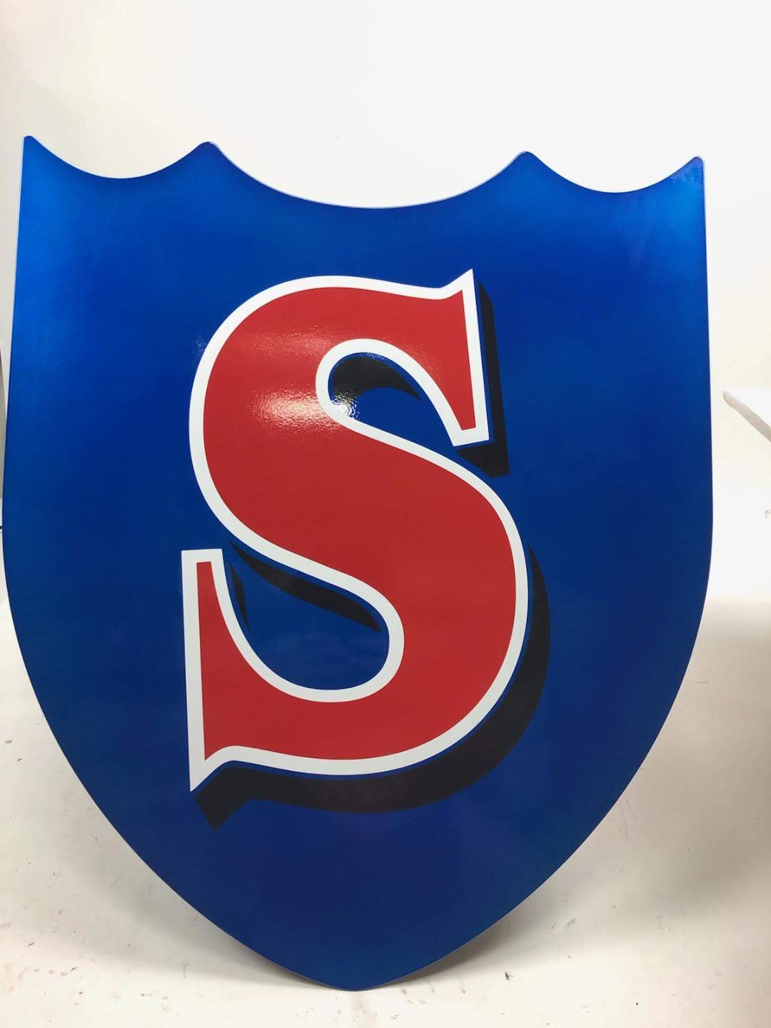 Shield with the letter S on a blue background